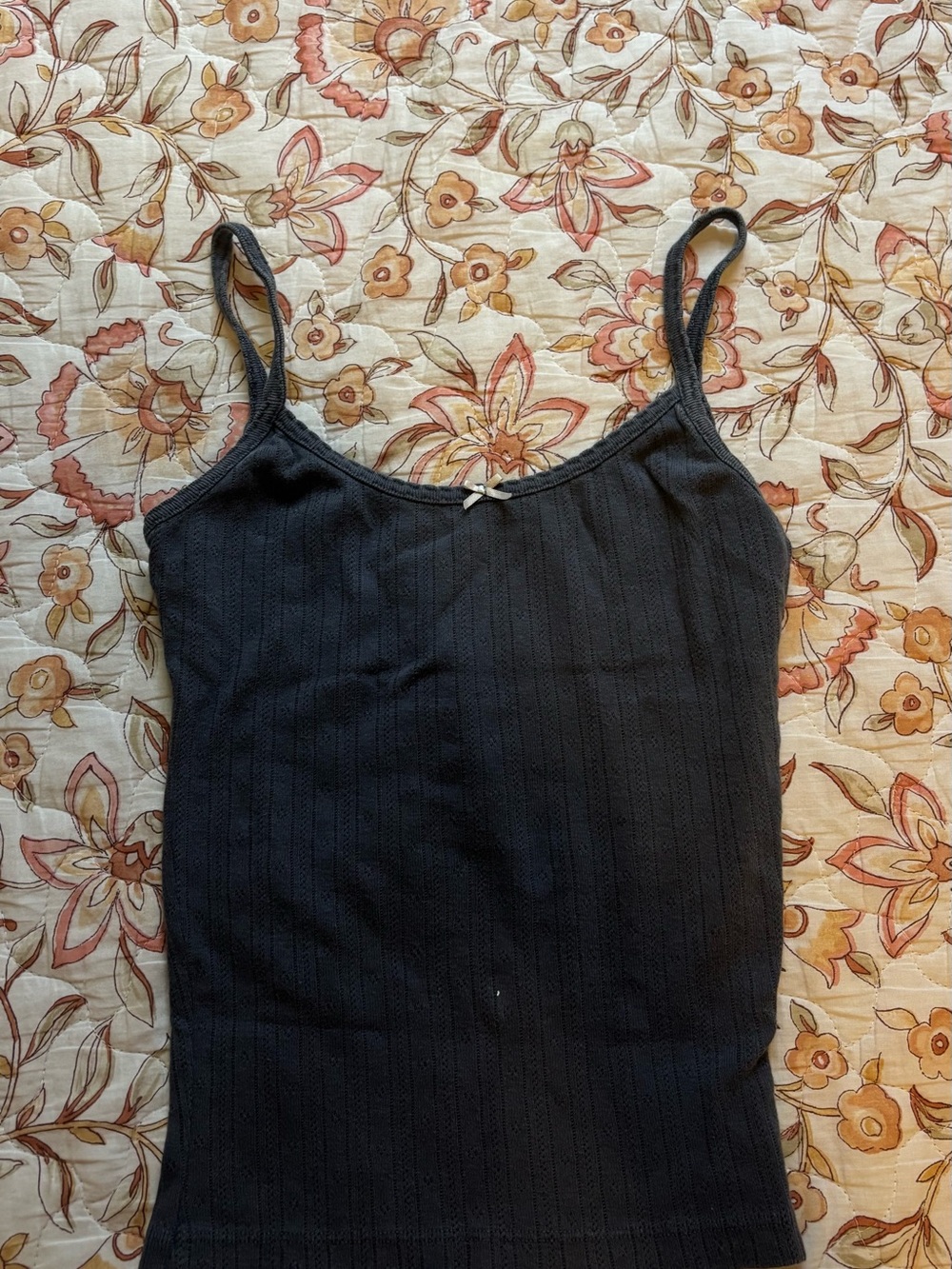 Brandy Melville Black Ribbed Spaghetti Strap Tank